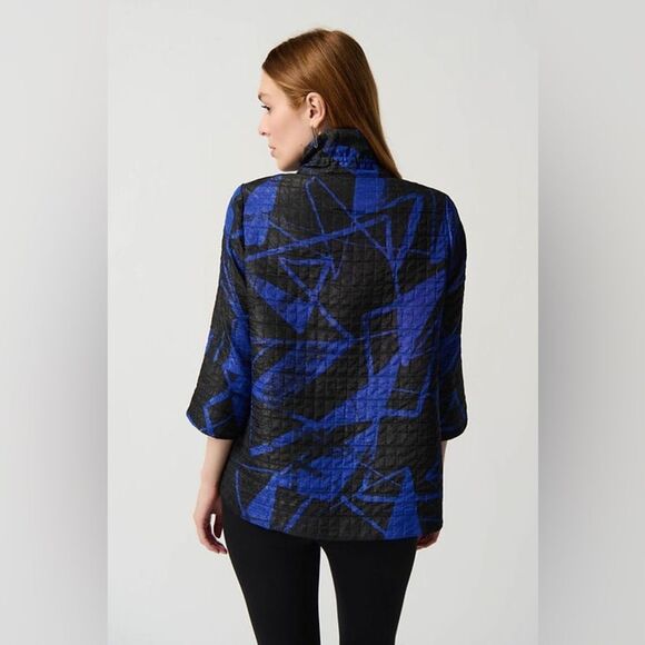 Joseph Ribkoff Black & Royal Sapphire Jacket Sz 2 - Picture 6 of 10